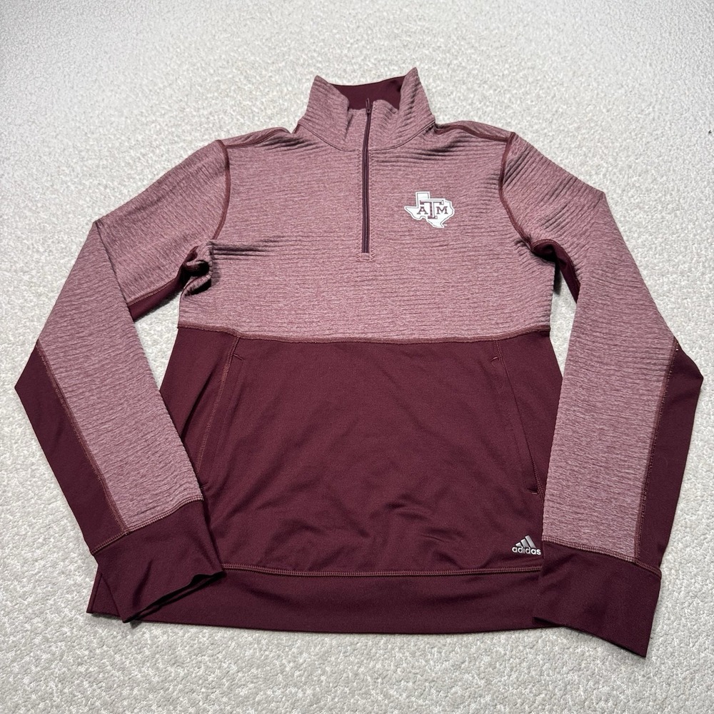 Adidas Texas A&M University Aggies Quarter Zip Pullover Long Sleeve Size Medium